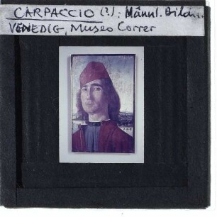 Carpaccio, Porträt eines Mannes mit rotem Hut