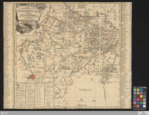 Accurate Geogr. Delineation des zu dem Thüringischen Creis gehörigen Ammtes Eckardtsberga : nebst allen daran grentzenden u. andern Gegenden; mit Königl. u. Churfürstl. Saechs. Privilegio