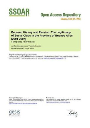 Between History and Passion: The Legitimacy of Social Clubs in the Province of Buenos Aires (2001-2007)
