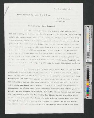 Brief an Werner von Melle