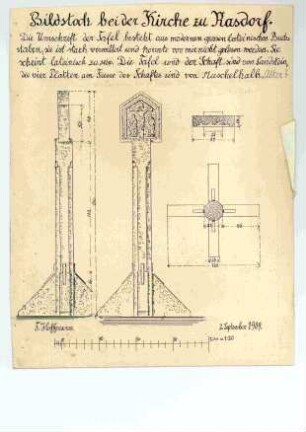Recto: Rasdorf, Katholische Pfarrkirche, Kirchhof, Bildstock