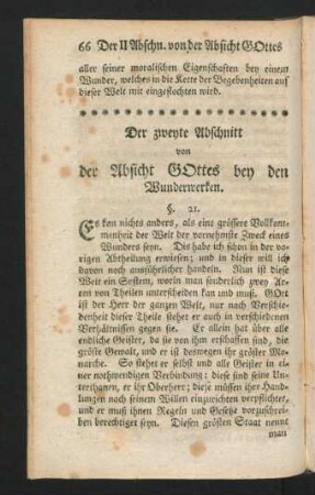 Der zweite Abschnitt von der Absicht GOttes bey den Wunderwerken