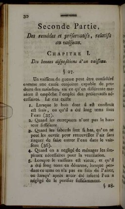Seconde Partie, Des remêdes et préservatifs, relatifs au vaisseau.