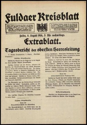 Ausgabe vom Dienstag, den 08. August 1916.