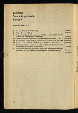 Lehrplan Staatsbürgerkunde Klasse7