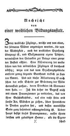 Nachricht von einer weiblichen Bildungsanstalt