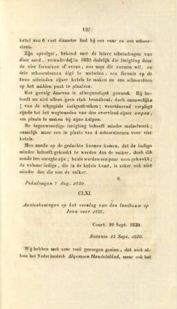 CLXI. Aanteekeningen op het verslag van den landbouw op Java over 1828