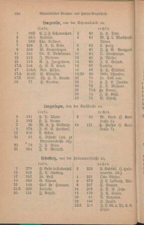 Langereihe. Langersegen. Lehmberg. [Lerchenstraße. Lorentzendamm. Lübecker Chaussee.]