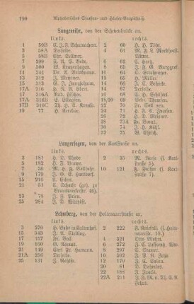 Langereihe. Langersegen. Lehmberg. [Lerchenstraße. Lorentzendamm. Lübecker Chaussee.]
