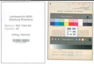 Entnazifizierung Heinrich Uhling , geb. 23.03.1901 (Rendant)