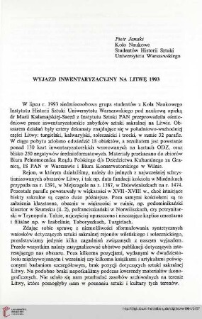 1: Wyjazd inwentaryzacyjny na Litwę 1993