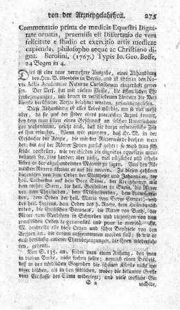 De medicis equestri dignitate ornatis. Comm. Ed.nov.