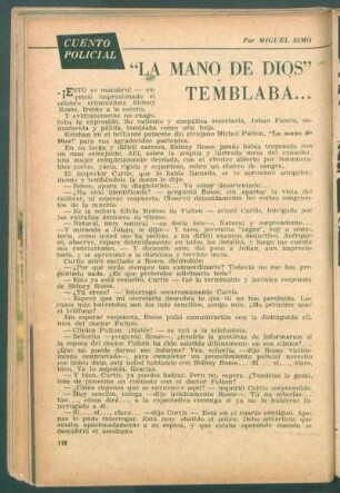 "La mano de Dios" templaba ... : Cuento policial