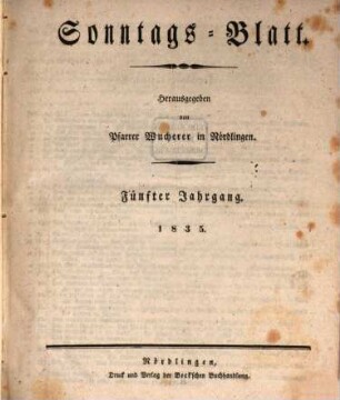 Sonntagsblatt. 1835 = Jg. 5