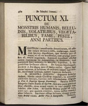 Punctum XI. De Monstris Humanis, Belluinis, Volatilibus, ...