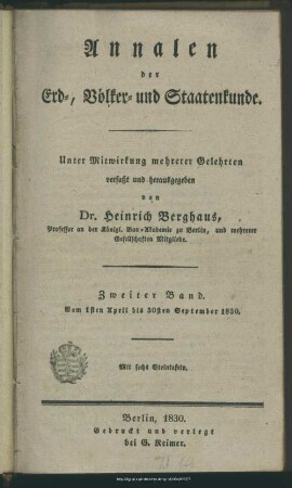 2.R.2.1830+Index: Annalen der Erd-, Völker- und Staatenkunde