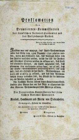 Verbot der Zünfte - Proklamation