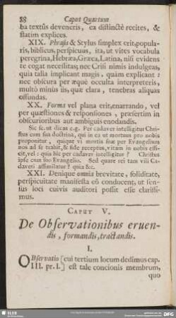 Caput V. De Observationibus eruendis, formandis, tractandis