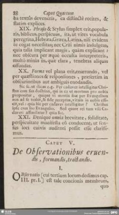 Caput V. De Observationibus eruendis, formandis, tractandis
