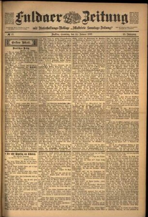 Erste Ausgabe vom Samstag, den 22. Januar 1898.