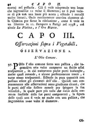 Capo III. Osservazioni sopra i Vegetabili.