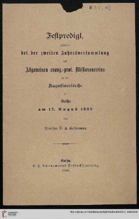 Heid. Hs. 3895 II B - 5,169a: Nachlass Heinrich Bassermann, Sonn- und Feiertagspredigten: Druckausgabe von II B 5,169