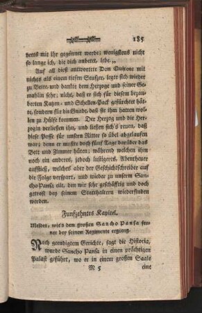 Fünfzehntes Kapitel. Meldet, wie's dem großen Sancho Pansa ferner bey seinem Regiment erging