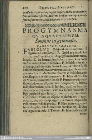 Progymnasma Quinquagesimum. Somnus in gymnasio