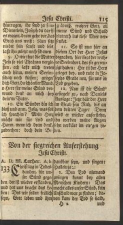 Von der siegreichen Auferstehung Jesu Christi.