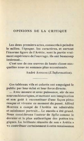 Opinions de la critique