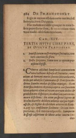 Tertia Huius Libri Pars, De Operum Praevisione.