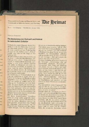 Die Bedeutung von Herkunft und Heimat im technischen Zeitalter.