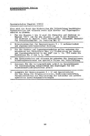 Allgemeinbildende Schulen, Spezialschulen
