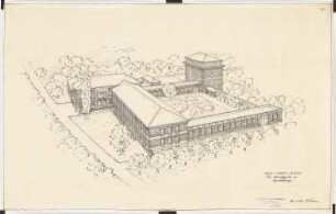 Kaiser-Wilhelm-Institut für Kernphysik, Heidelberg: Perspektivische Ansicht (Vogelschau)