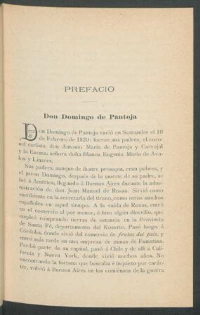 Prefacio : Don Domingo de Pantoja