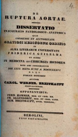 De ruptura aortae : Diss. inaug. path. anat.