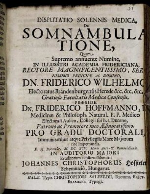 Disputatio Solennis Medica, De Somnambulatione