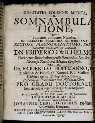Disputatio Solennis Medica, De Somnambulatione