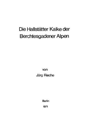 Die Hallstätter Kalke der Berchtesgadener Alpen