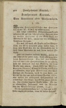 Funfzehntes Kapitel. Vom Nivelliren oder Wasserwägen.