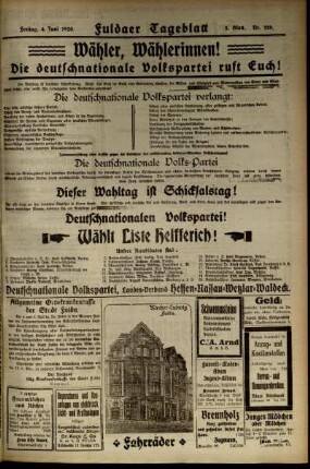 Zweite Ausgabe vom Freitag, den 04. Juni 1920.