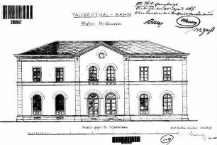 Hochhausen (Tauber): Empfangsgebäude Längsansicht Zufahrtstraße