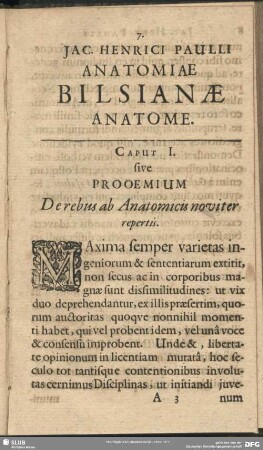 Caput I. sive Prooemium De rebus ab Anatomicis noviter repertis