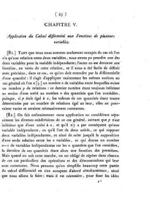 Application du Calul differeniel aux Fonctions des plusieurs variables.