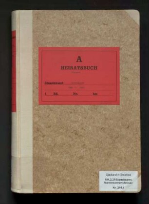 Namensverzeichnis zum Heiratsregister Schildesche, 1900 - 1927