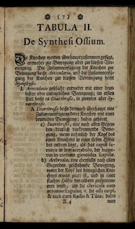 Tabula II. De Synthesi Ossium.