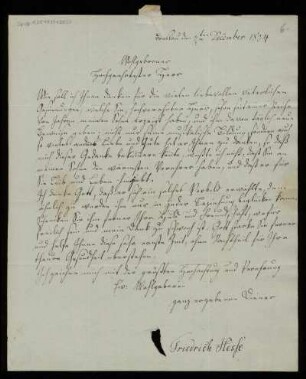Brief von Friedrich Hesse an Louis Spohr