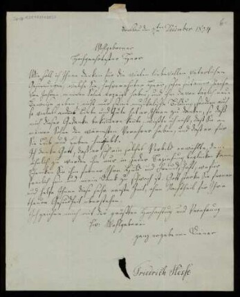 Brief von Friedrich Hesse an Louis Spohr