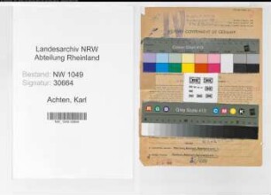 Entnazifizierung Karl Achten , geb. 25.12.1895 (Oberinspektor)