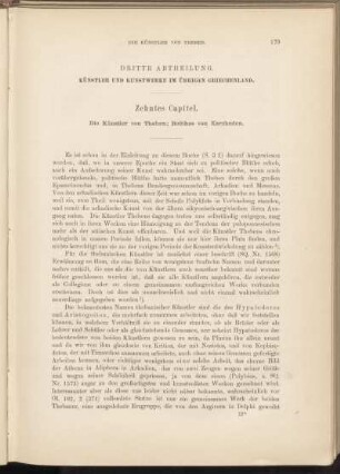 Dritte Abtheilung. Künstler und Kunstwerke im übrigen Griechenland.